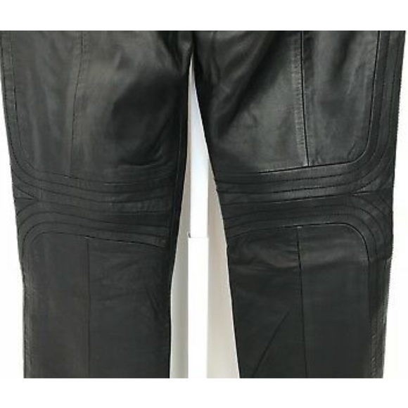 DKNY BLACK LEATHER BIKER STITCHING PANTS SIZE US 6 - Picture 8 of 16